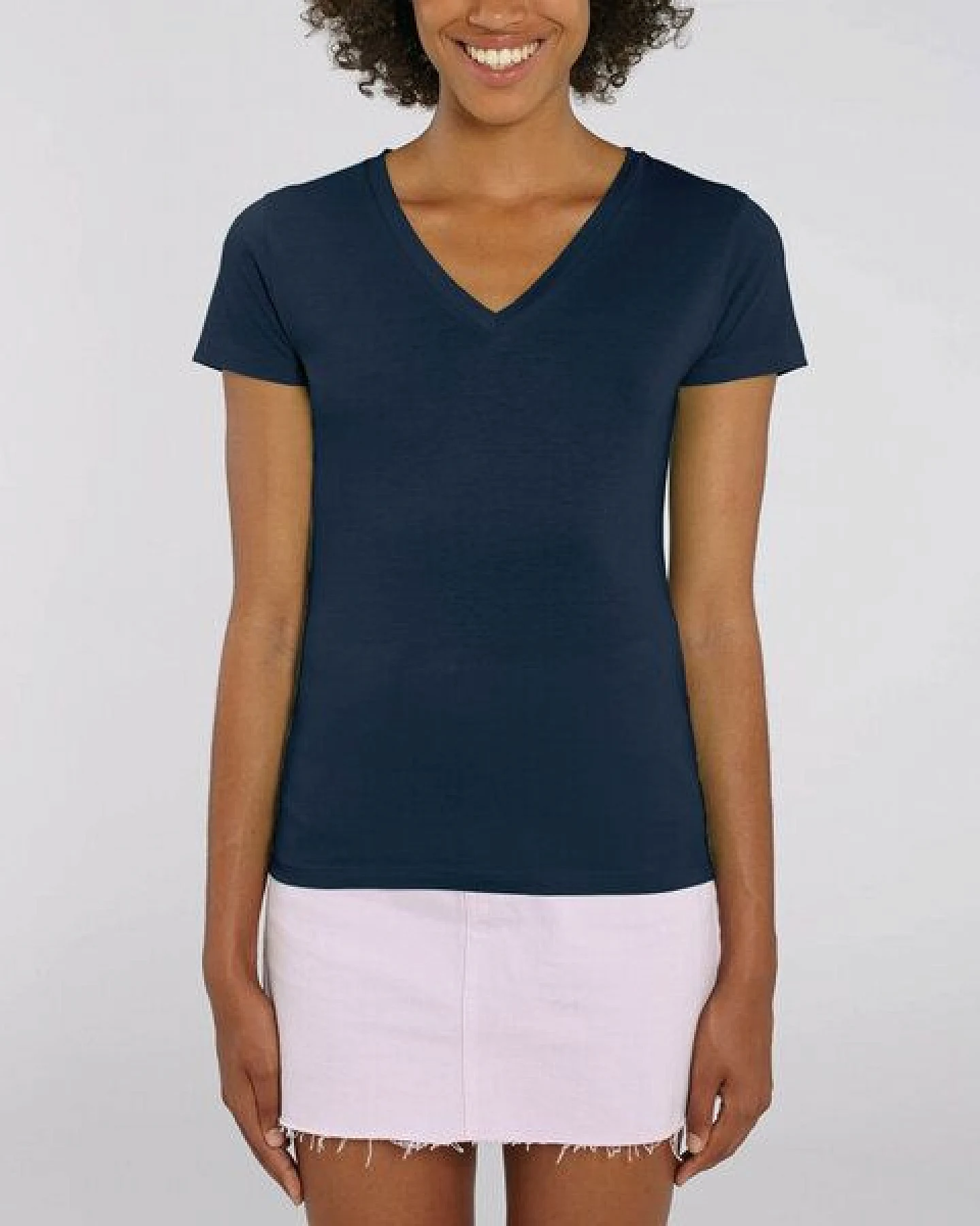 Human Family Bio Damen T-Shirt mit V-Ausschnitt "Evolution - Geo Questionmark" – Ansicht 2