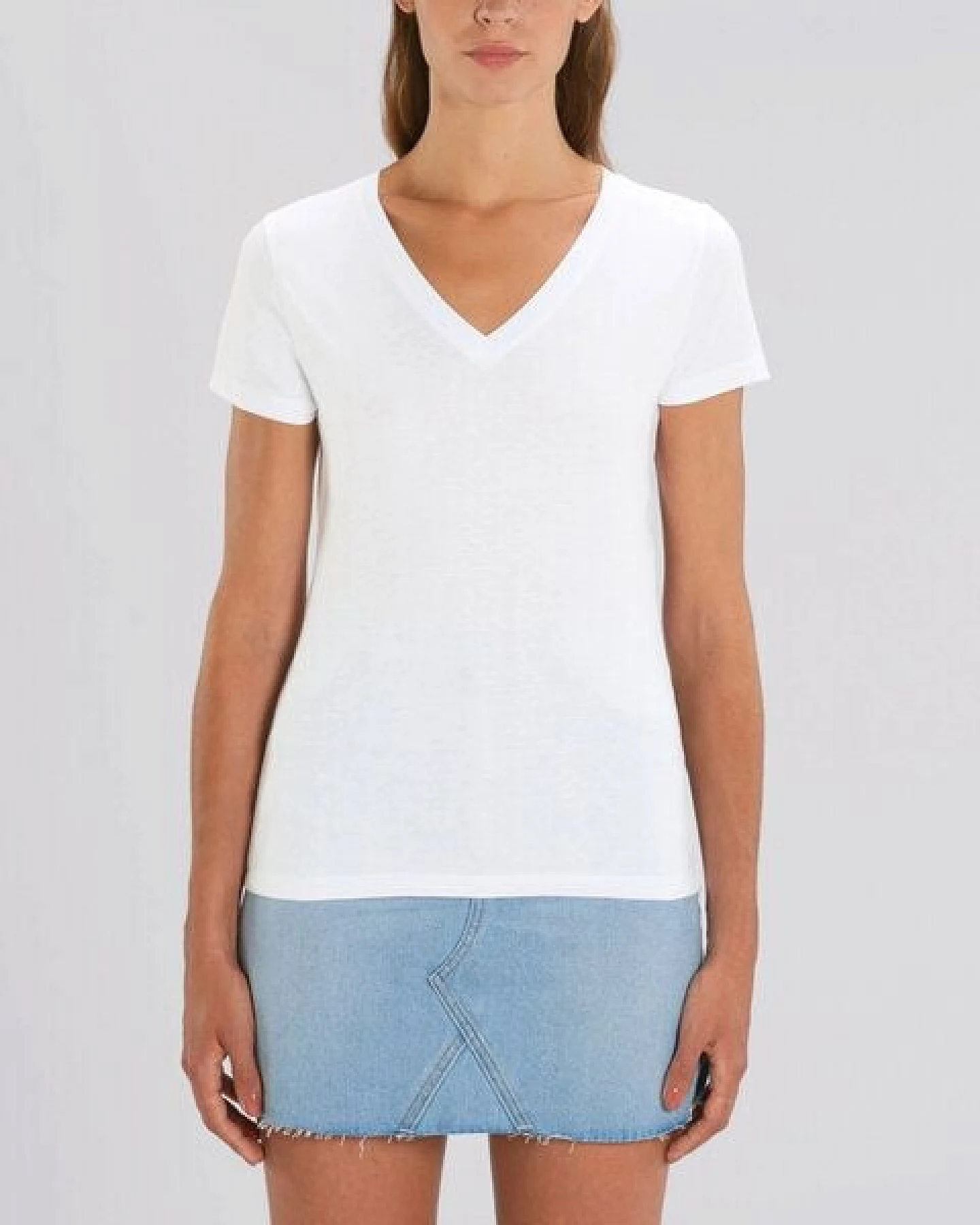 Human Family Bio Damen T-Shirt mit V-Ausschnitt "Evolution - Geo Questionmark" – Ansicht 3
