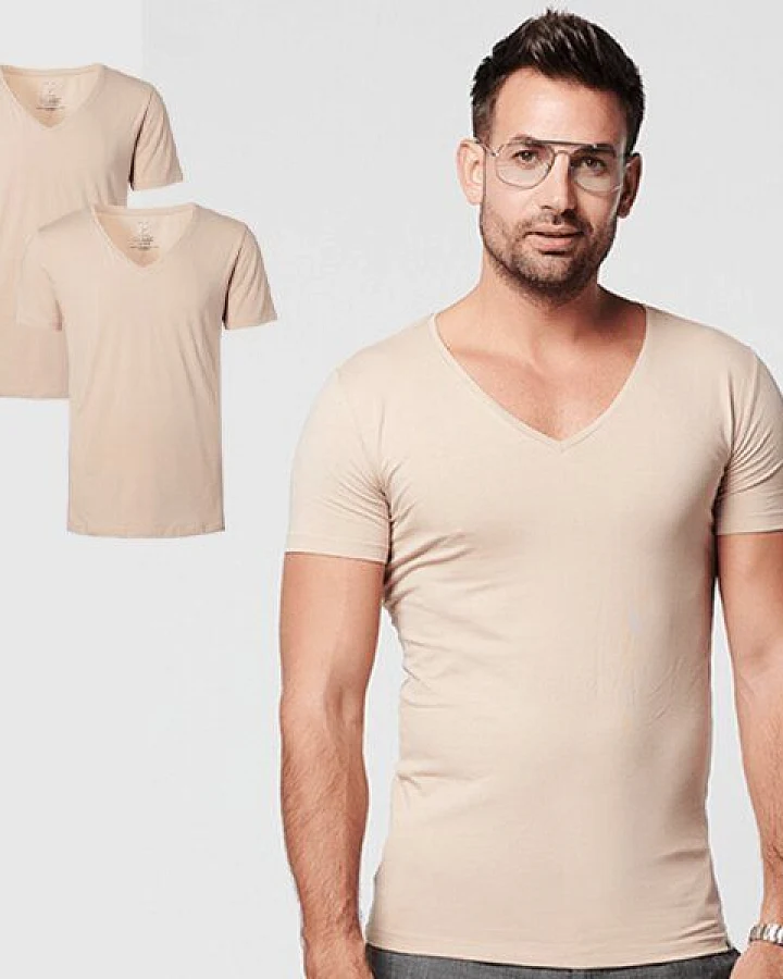 SKOT Fashion Nachhaltige T-Shirt 2-pack / Herren / Tief V-neck / Unsichtbar