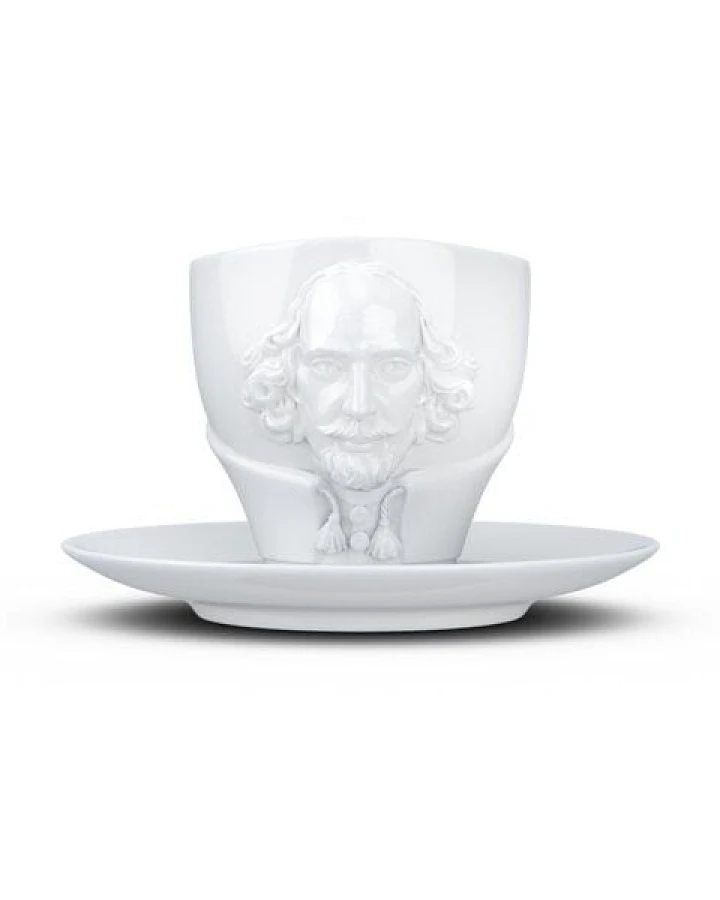 FIFTYEIGHT PRODUCTS Talent Tasse mit Henkel und Unterteller Shakespeare