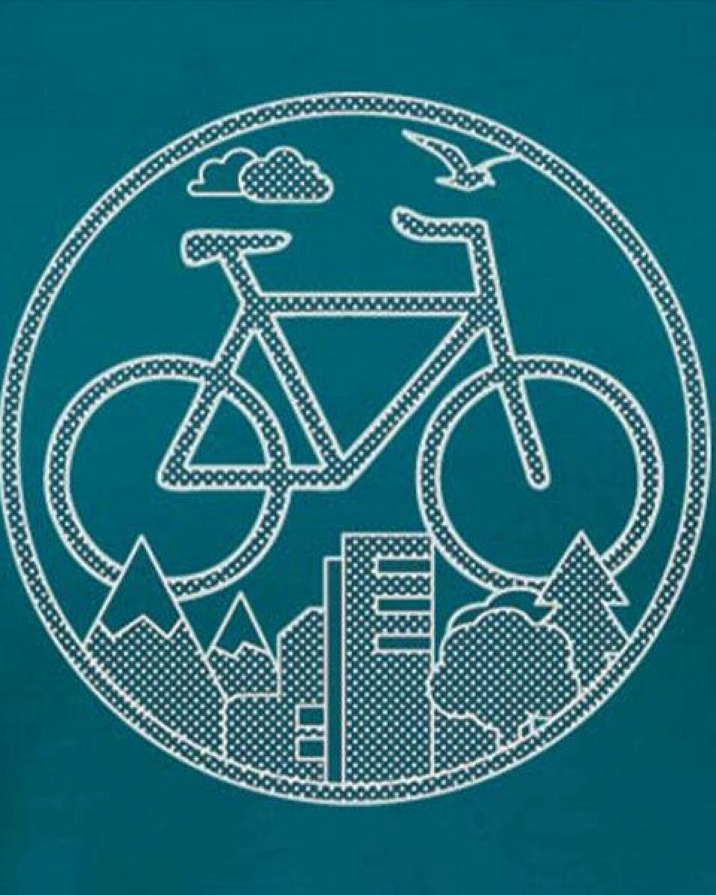 Picopoc Fahrrad / Stadt & Natur, Berge & Bäume T-Shirt in Blau & Weiß – Ansicht 2