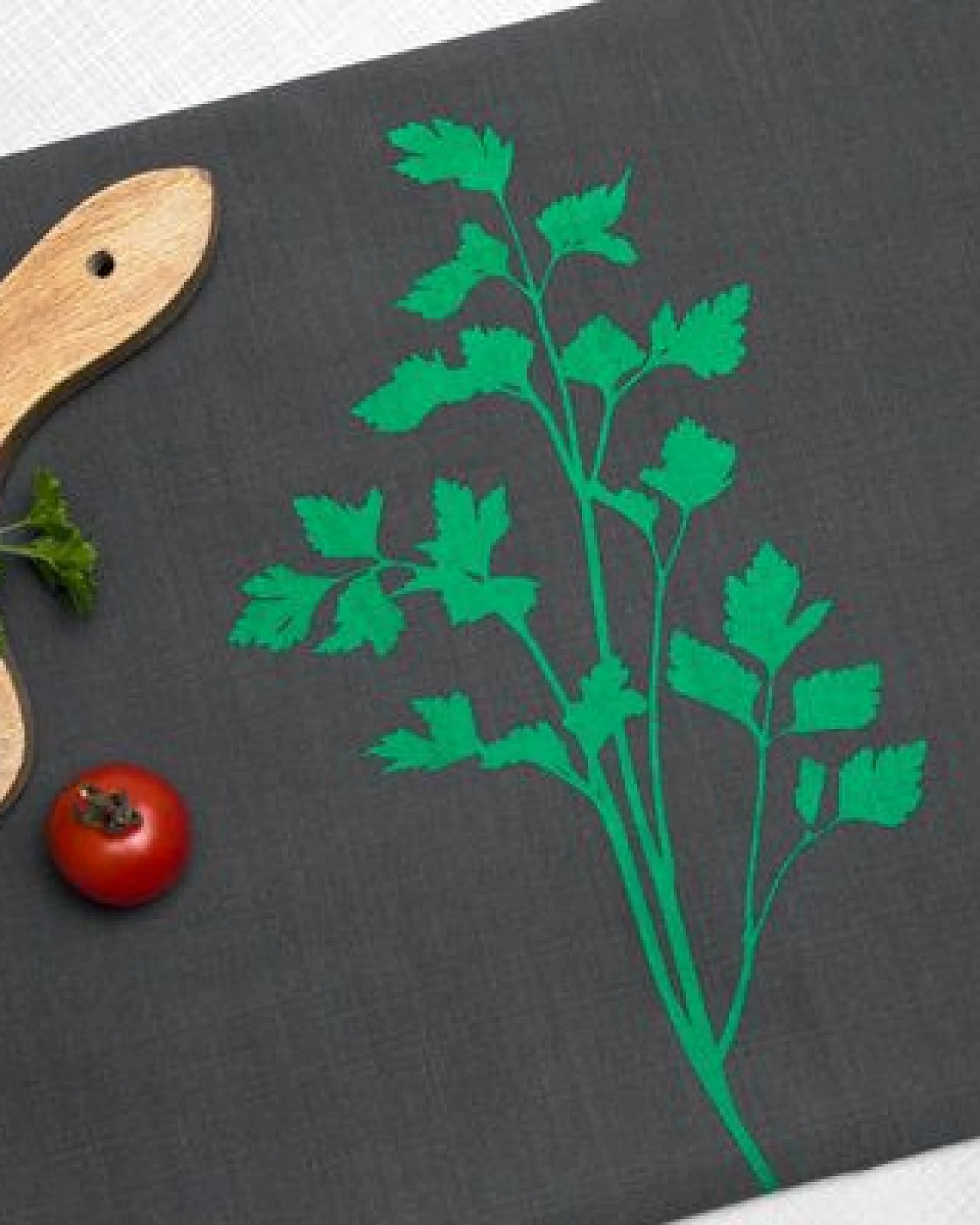 Hirschkind Bio- & Fair-Trade-Geschirrtuch 'Petersilie' grau-weiß – Ansicht 2