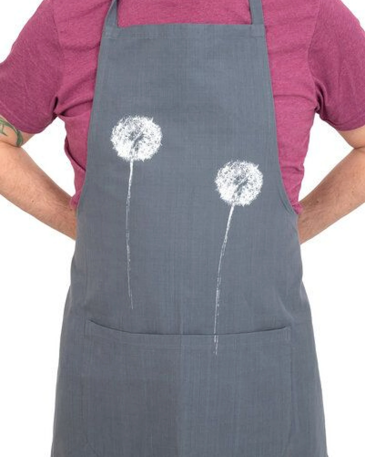 Hirschkind Handgewebte graue Fair-Trade & Bio-Kochschürze "Pusteblume" – Ansicht 3