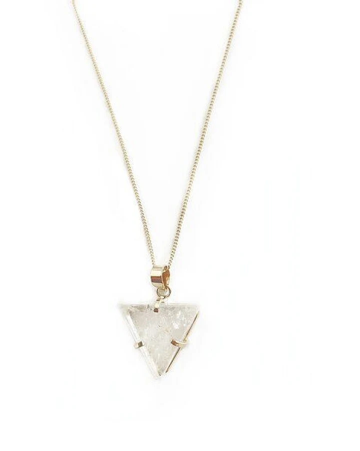 Crystal and Sage Bergkristall Dreieck Halskette gold filled