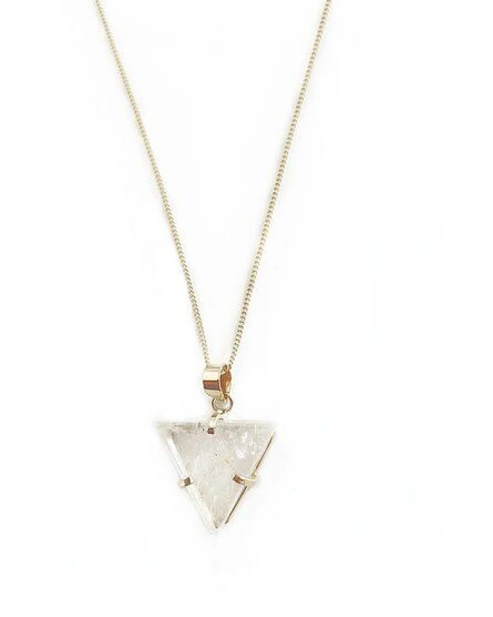 Crystal and Sage Bergkristall Dreieck Halskette gold filled