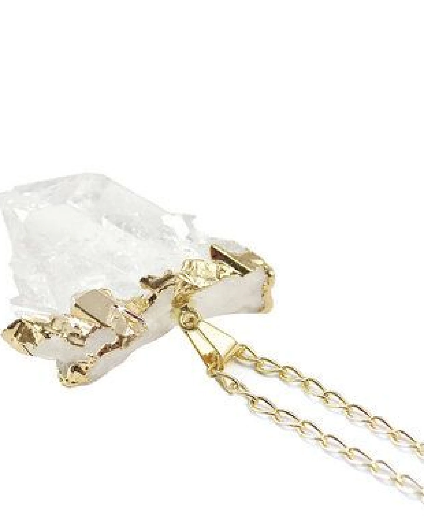 Crystal and Sage Bergkristall Halskette mit Kristalldruse vergoldet und versilbert – Ansicht 2