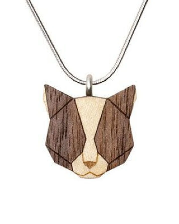 BeWooden Halskette Grey Cat