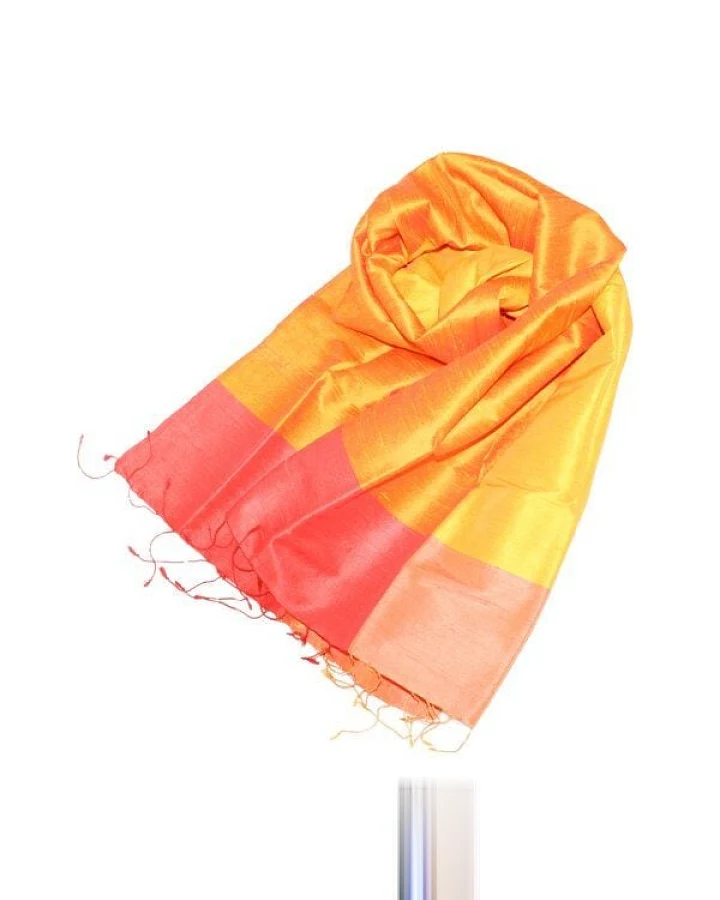 Schönes aus Indochina Edler Schal aus handgewebter Seide in gelb/orange
