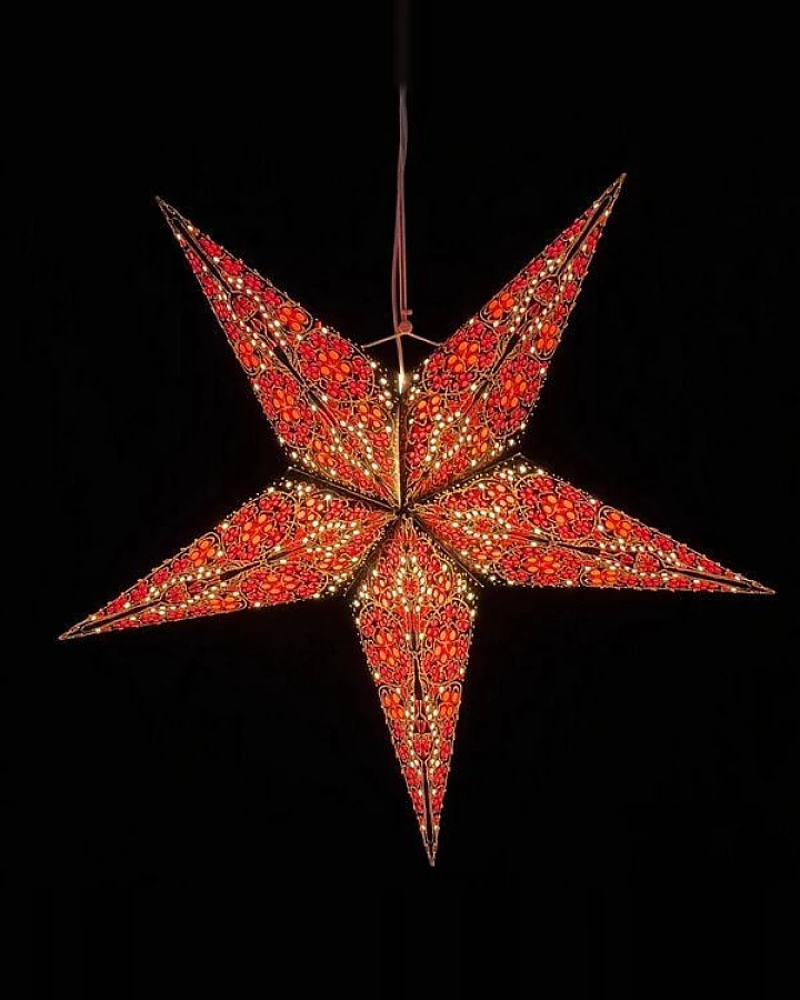 MoreThanHip Weihnachtsstern aus Papier Ø60 cm - inkl. Beleuchtungsset - Jaipur