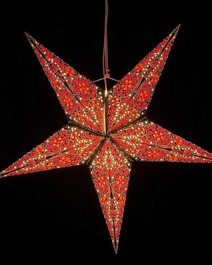 MoreThanHip Weihnachtsstern aus Papier Ø60 cm - inkl. Beleuchtungsset - Jaipur