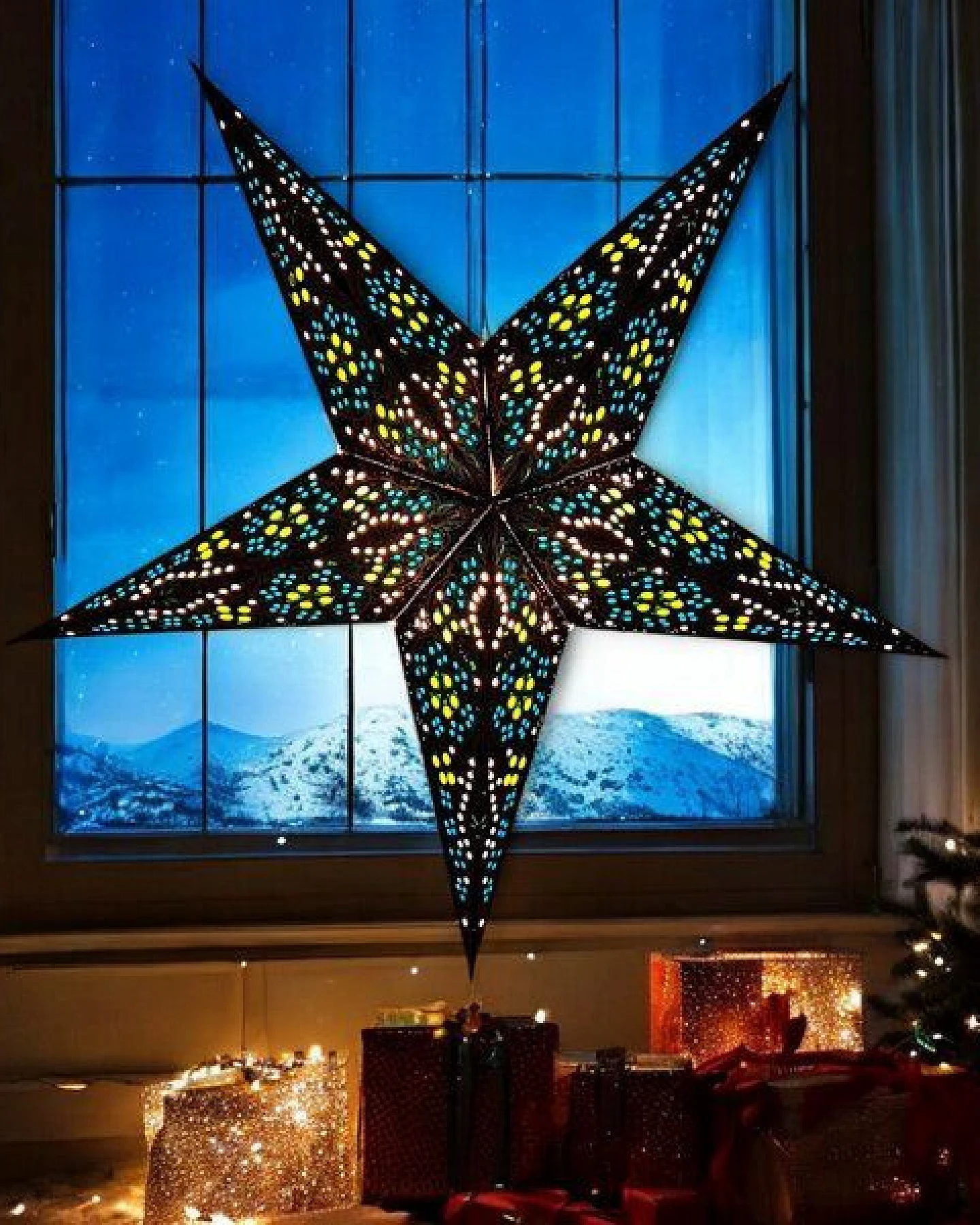 MoreThanHip Weihnachtsstern aus Papier Ø60 cm - inkl. Beleuchtungsset - Jaipur – Ansicht 4