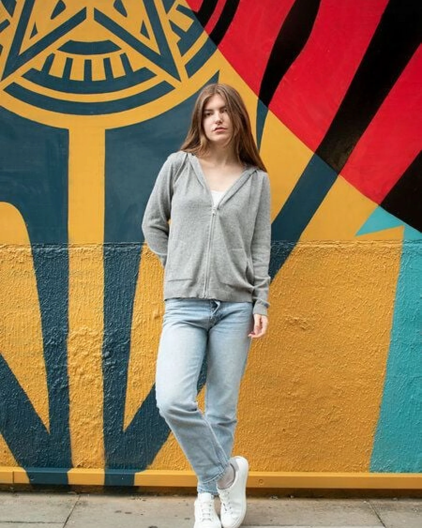 Will's Vegan Shop Lounge Knit Hoodie grau stricken Damen – Ansicht 2