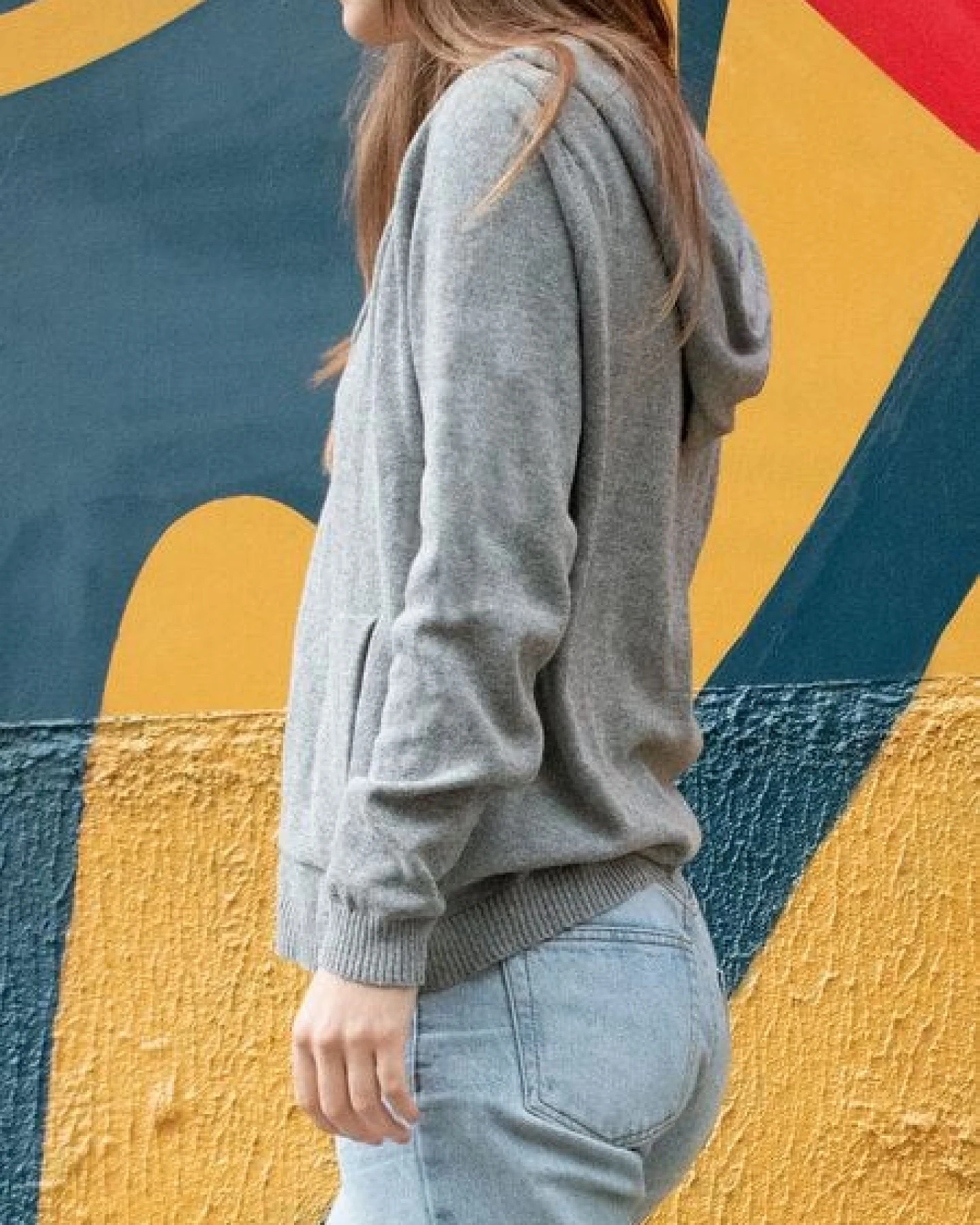 Will's Vegan Shop Lounge Knit Hoodie grau stricken Damen – Ansicht 4