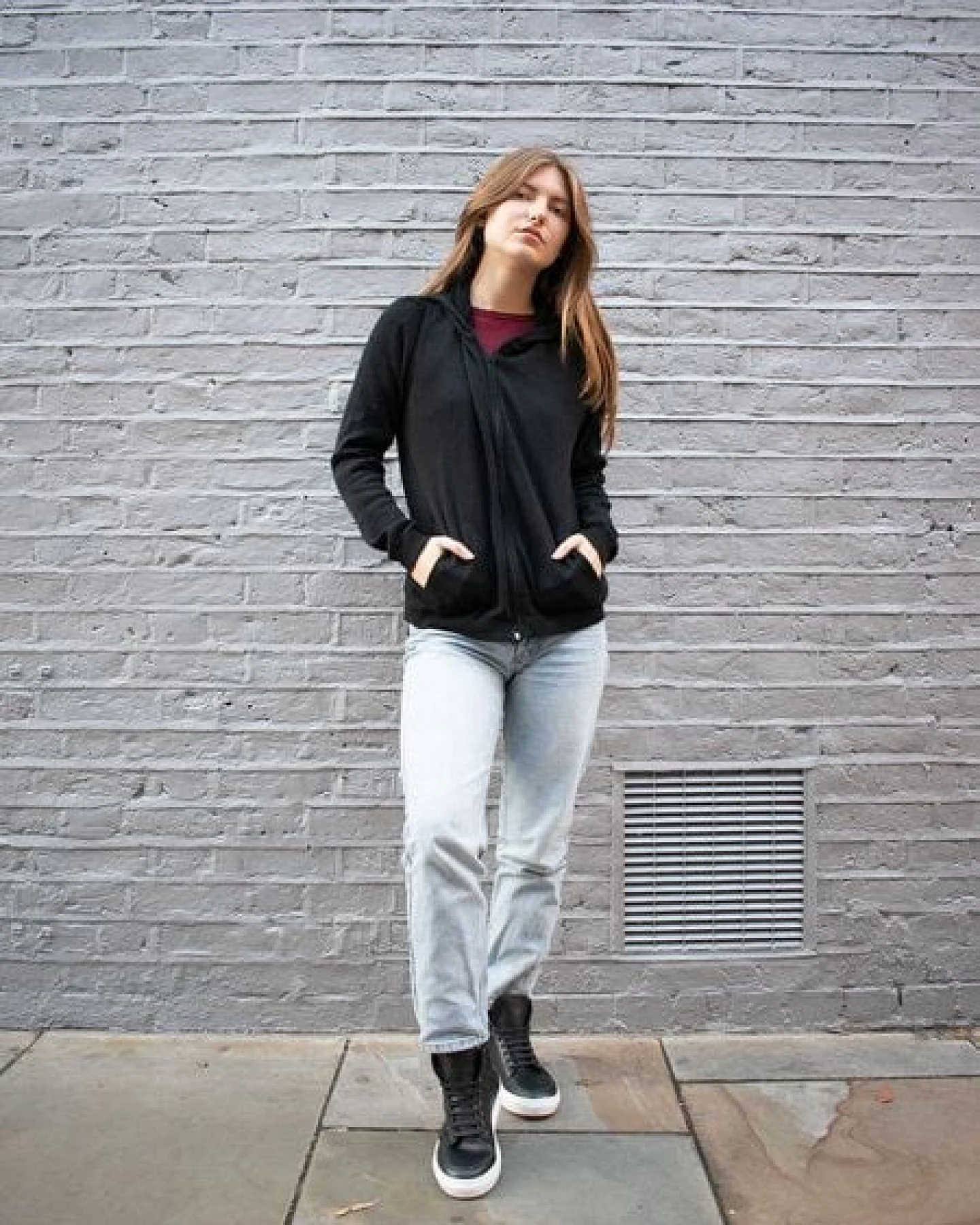 Will's Vegan Shop Lounge Knit Hoodie schwarz stricken Damen – Ansicht 3