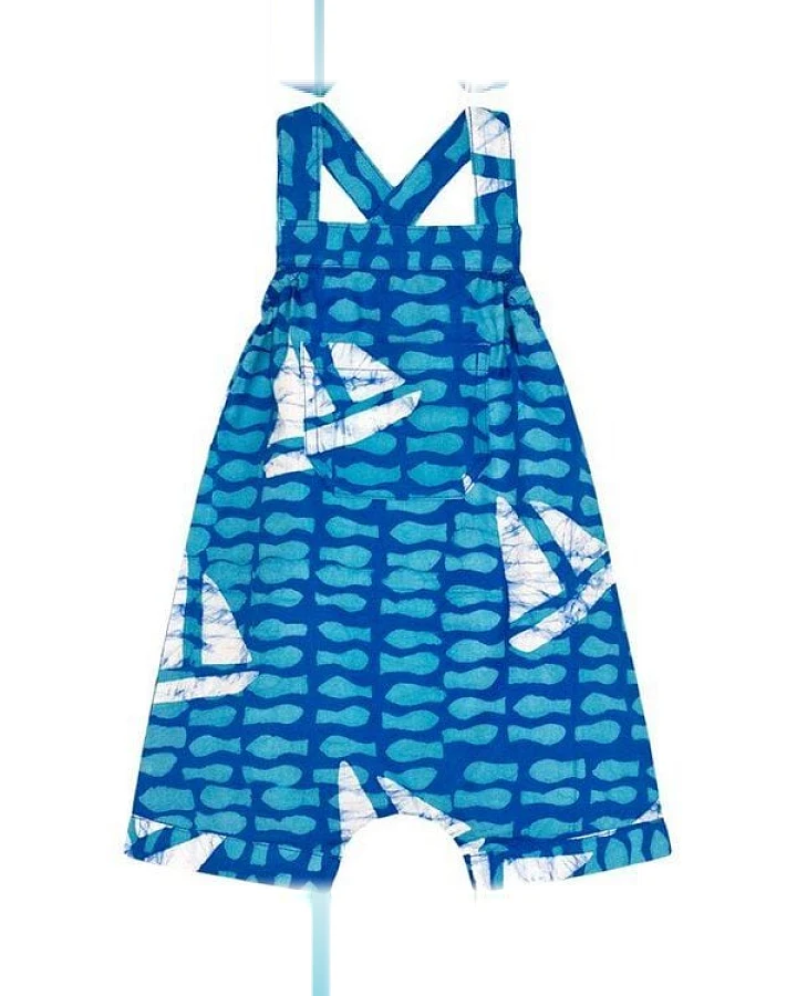 Global Mamas Baby Strampler - Fische - Bio Baumwolle - Blau