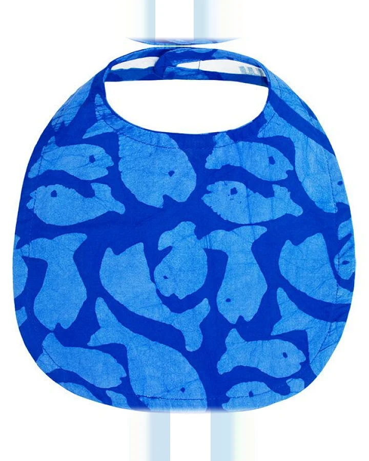 Global Mamas Bio Lätzchen - Fische - Blau - Upcycling