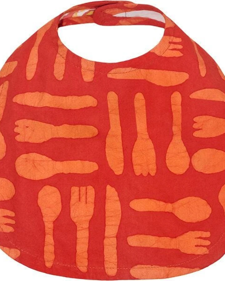 Global Mamas Bio Lätzchen - Besteck - Rot - Upcycling