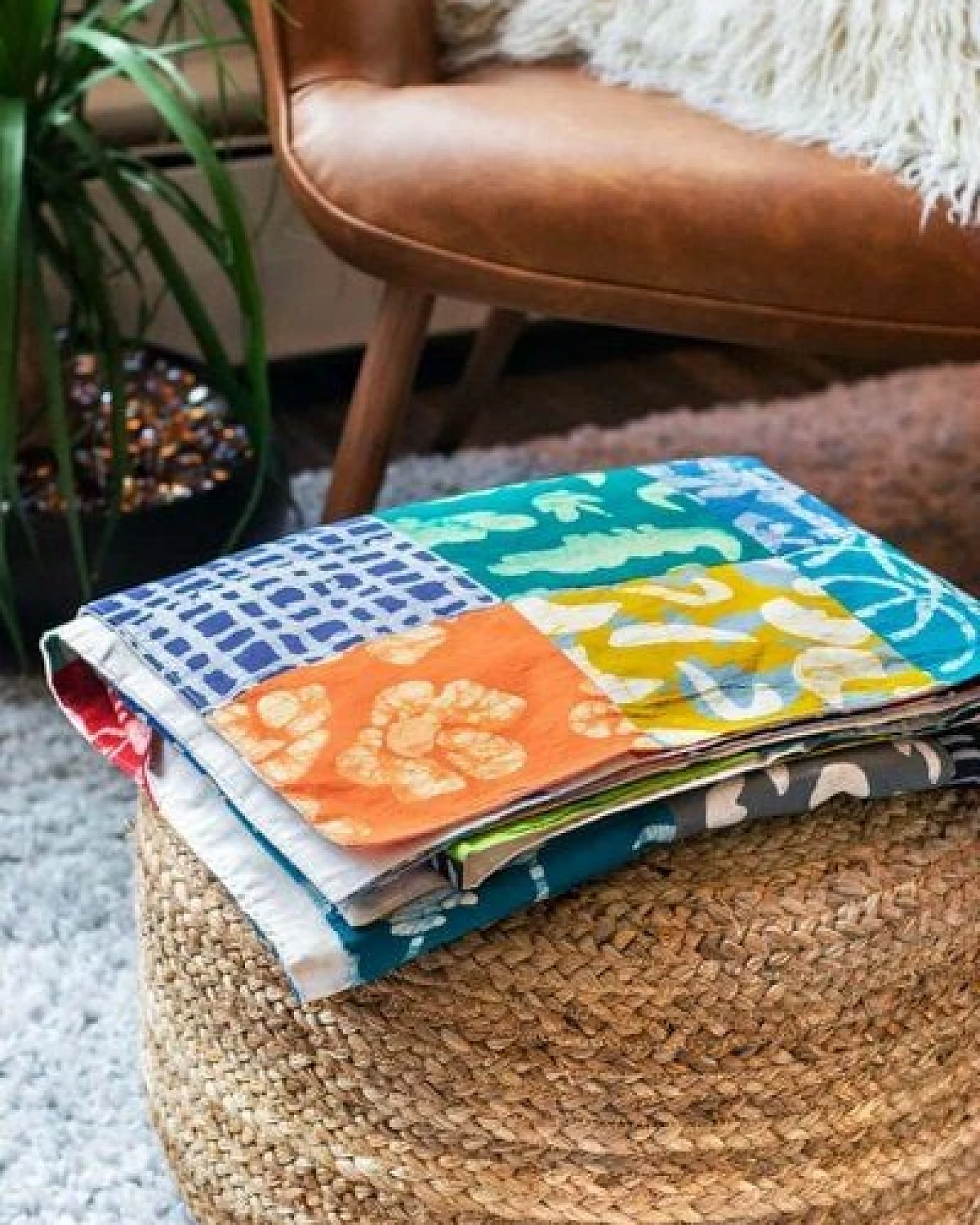Global Mamas Upcycling Patchwork Überwurf & Decke - Bunt – Ansicht 3