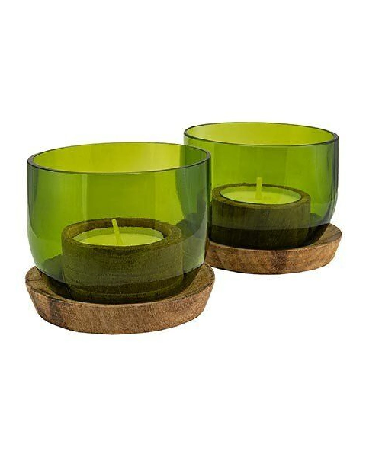 Recycling Windlicht 2er-Set - Base Grün & Klar - Weinflasche - Chako Zanzibar – Ansicht 2