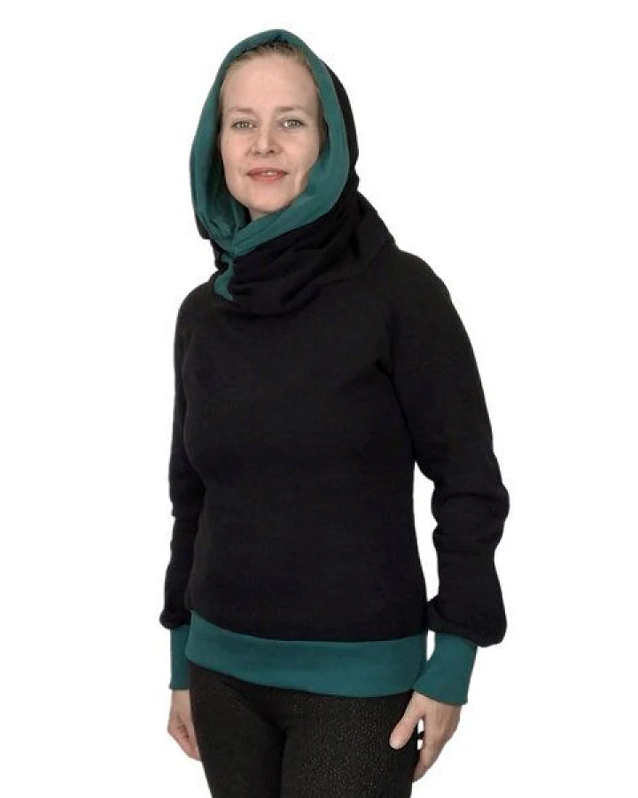 liebewicht Kapuzenpullover KapOn schwarz/grün in 2 Längen nach Wahl