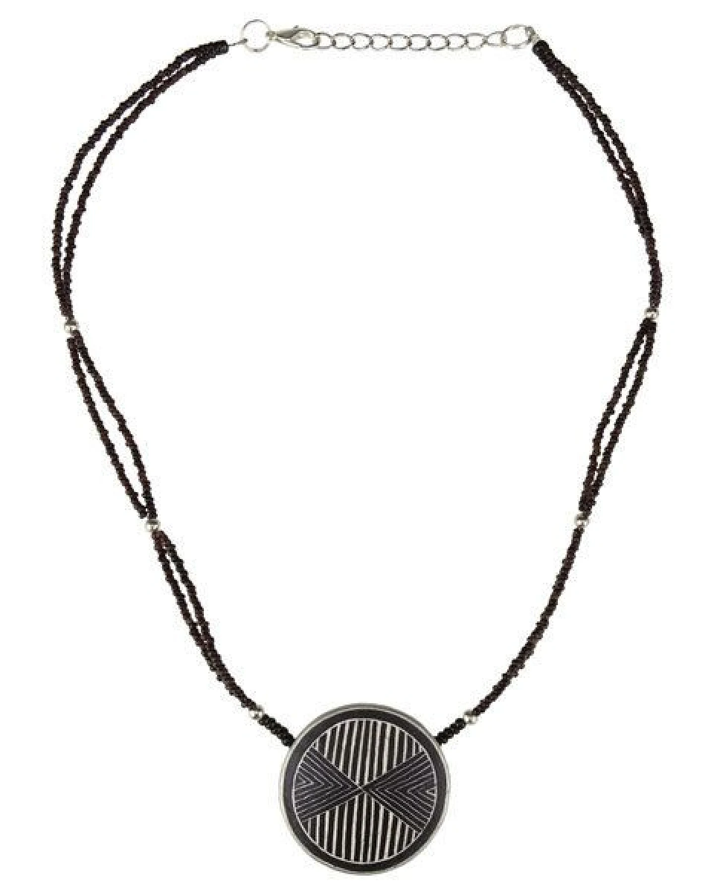 Mambu Design Upcycling Halskette - Linear Arrow - Straußeneischmuck – Ansicht 2