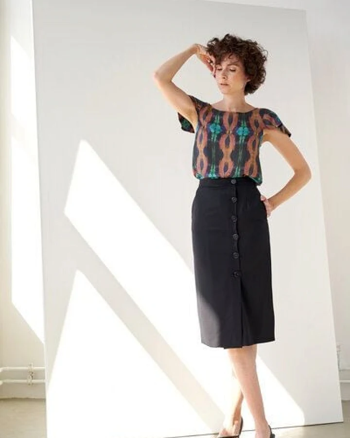 Yuna Miray Wrap Skirt Button Wickelrock mit Logo-Knöpfen