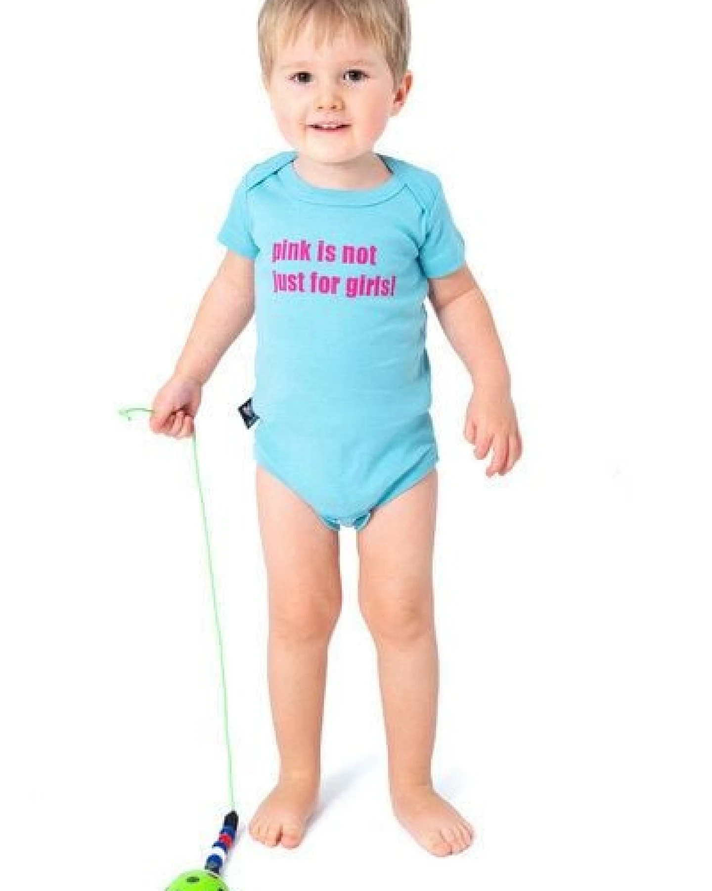 Hirschkind Bio-Babybody "pink is not just for girls" hellblau – Ansicht 2