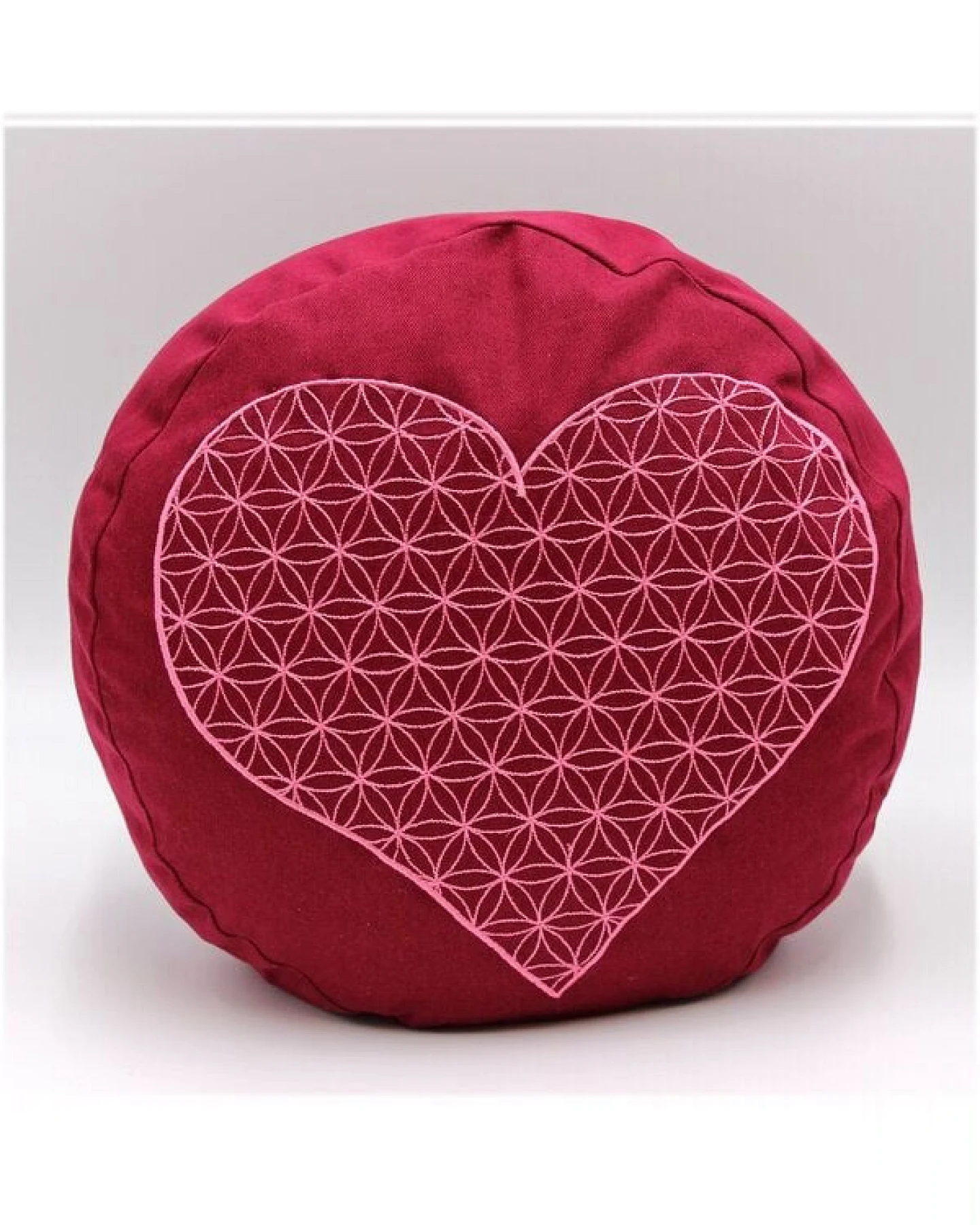 BAGHI Bio Meditationskissen rund Herz-Blume-des-Lebens – Ansicht 2