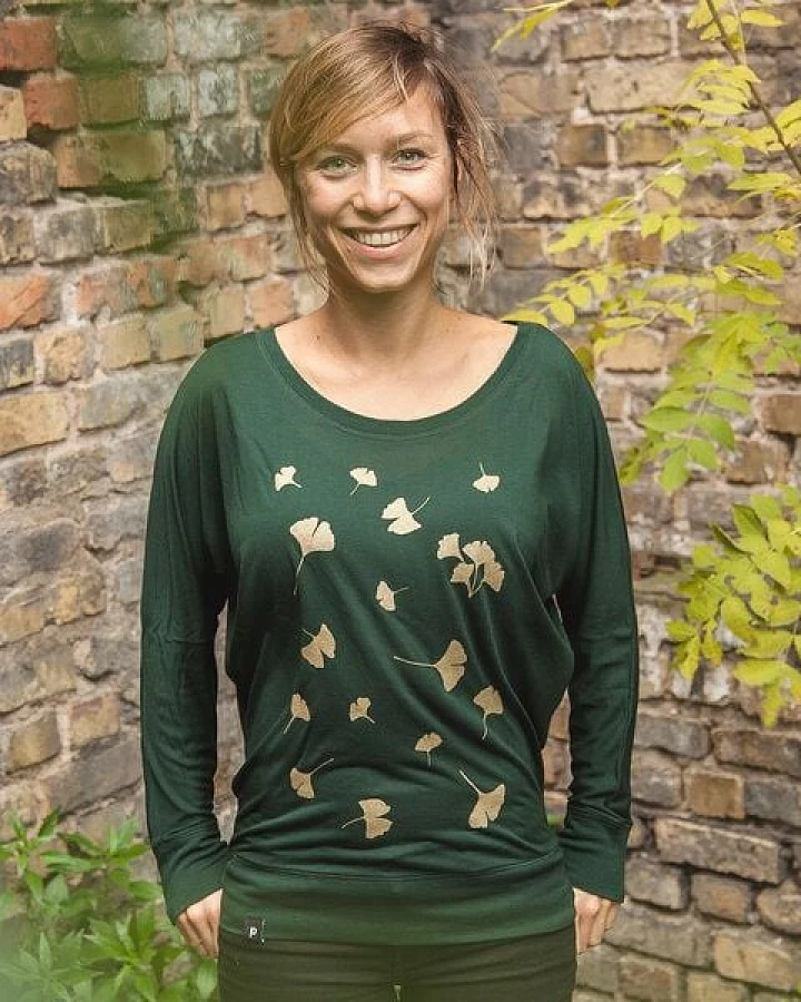 päfjes Ginkgo Blätter - Fair gehandeltes Frauen Flowshirt