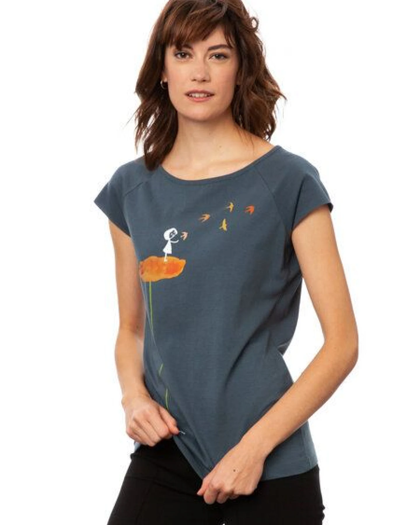 FellHerz Damen T-Shirt Schwalbenzug Bio Fair – Ansicht 3