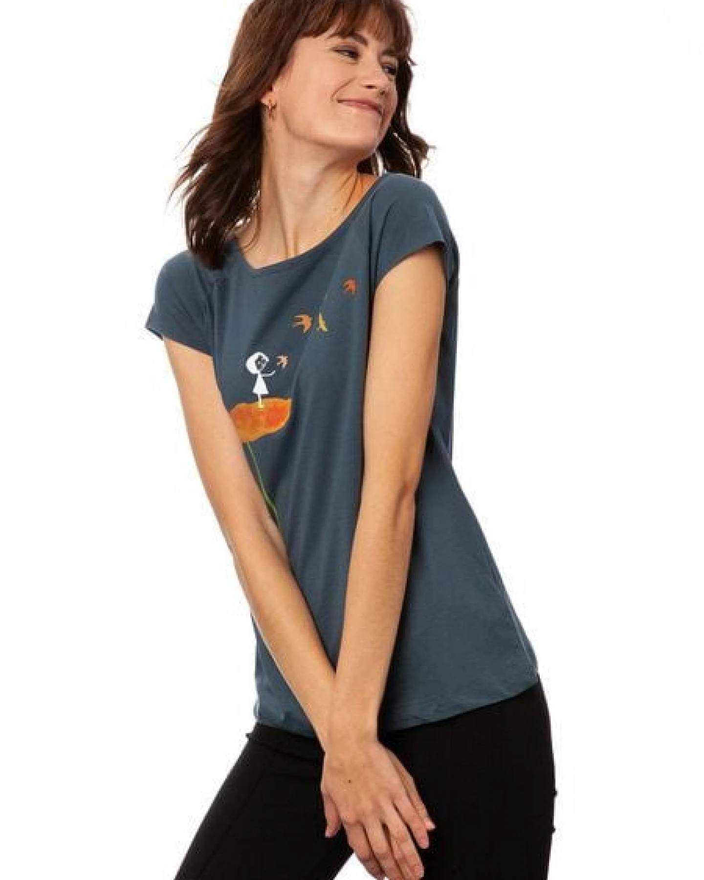 FellHerz Damen T-Shirt Schwalbenzug Bio Fair – Ansicht 4