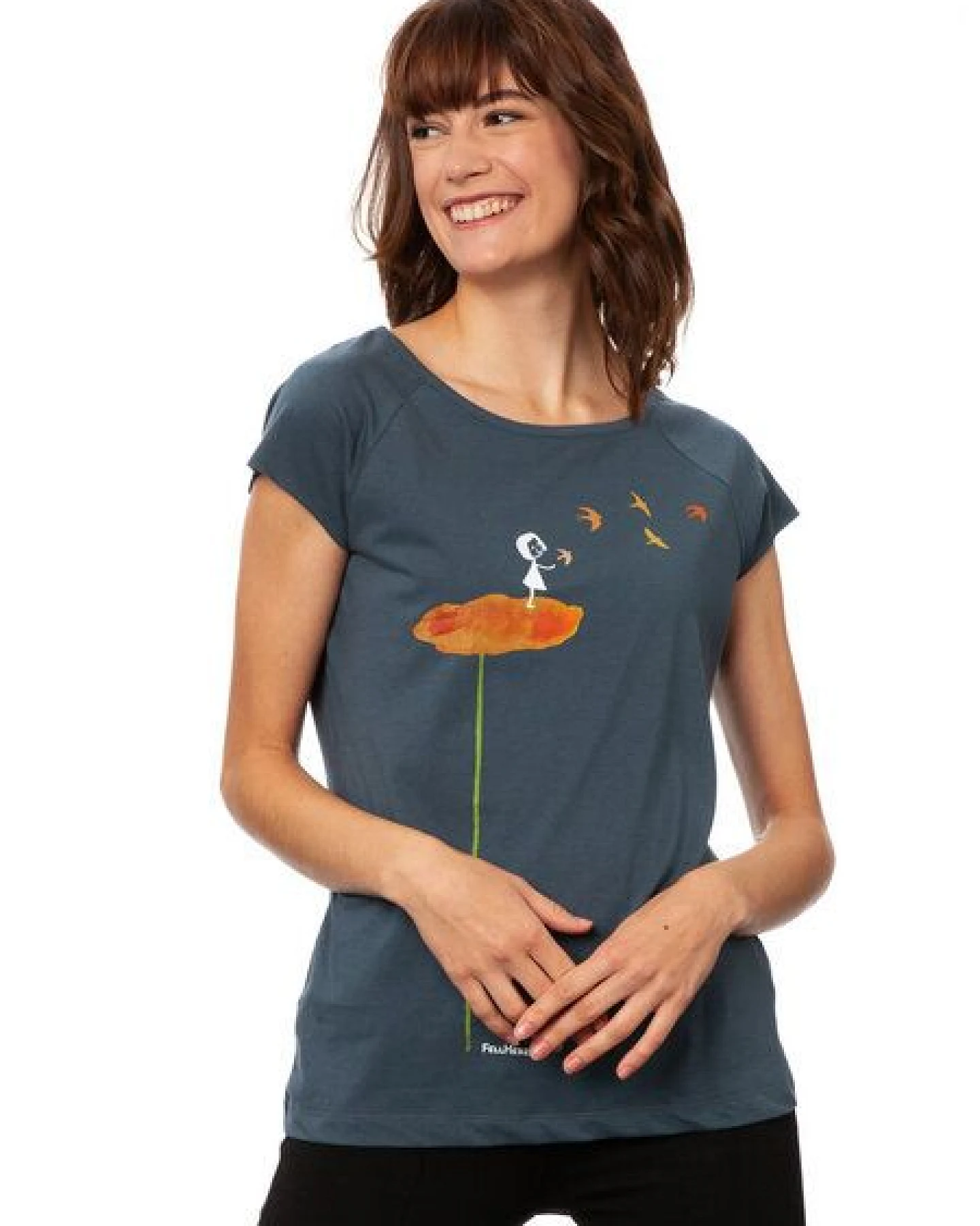 FellHerz Damen T-Shirt Schwalbenzug Bio Fair – Ansicht 2