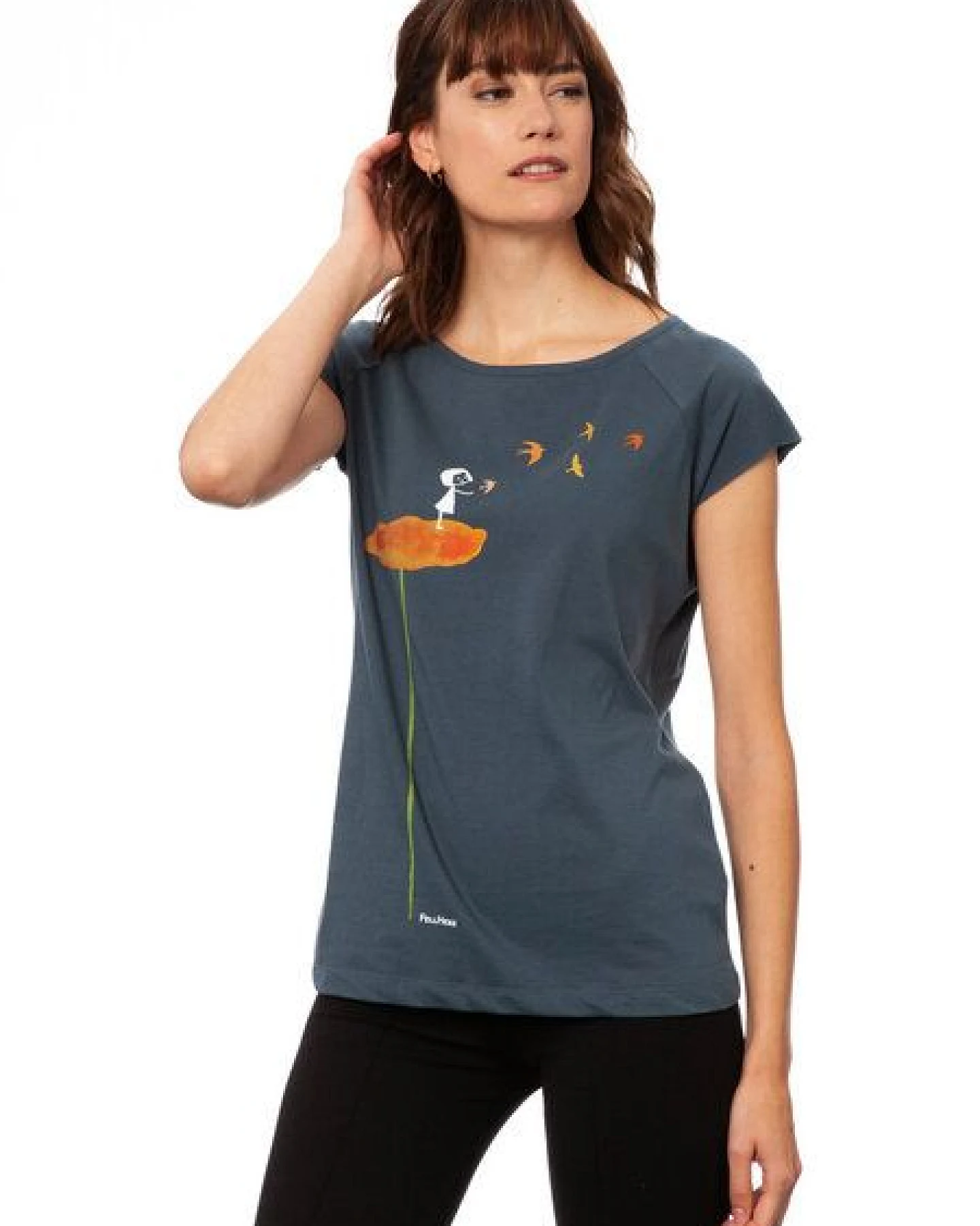 FellHerz Damen T-Shirt Schwalbenzug Bio Fair – Ansicht 3