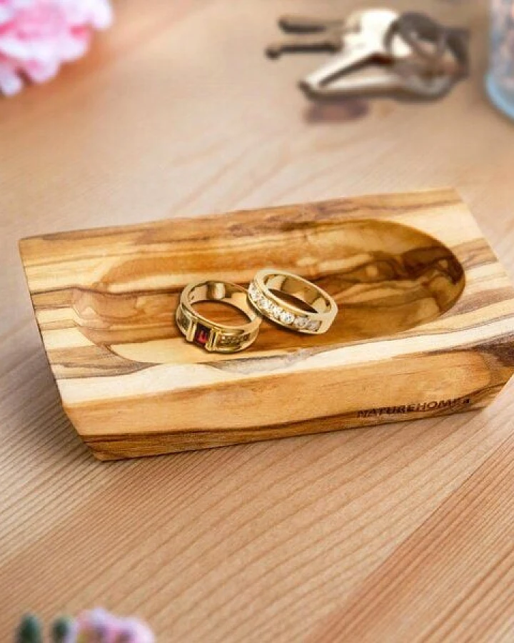 NATUREHOME Schmuckschälchen Dekoschale aus Olivenholz Handarbeit