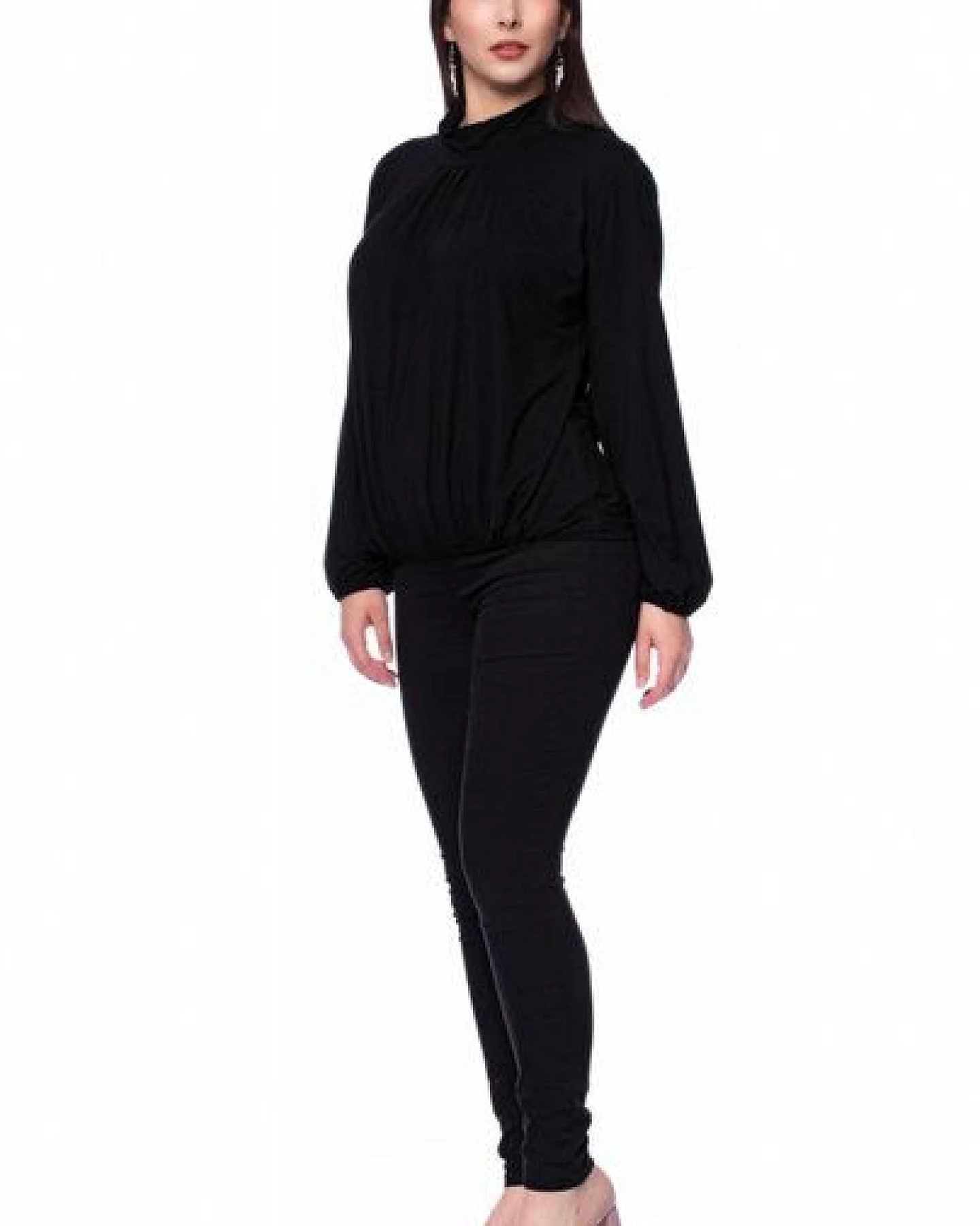 Ingoria LESLY Blusenshirt mit locker fallenden Stehkragen (Uni) – Ansicht 4