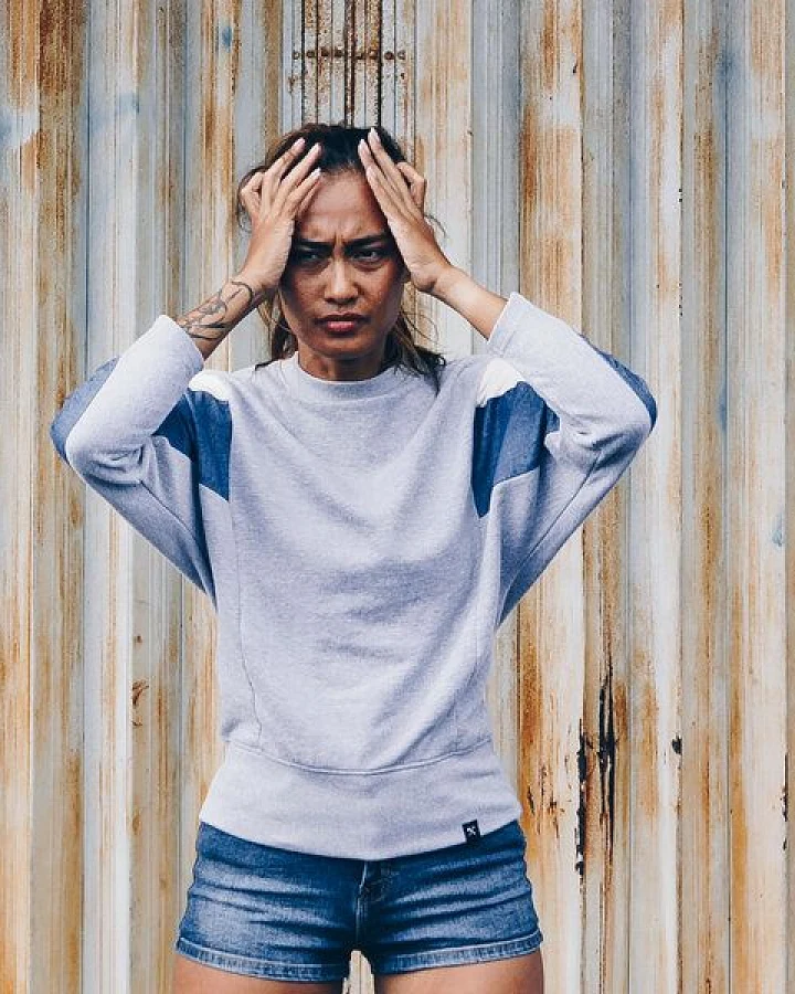 Grau - Roza - Denim Sweat