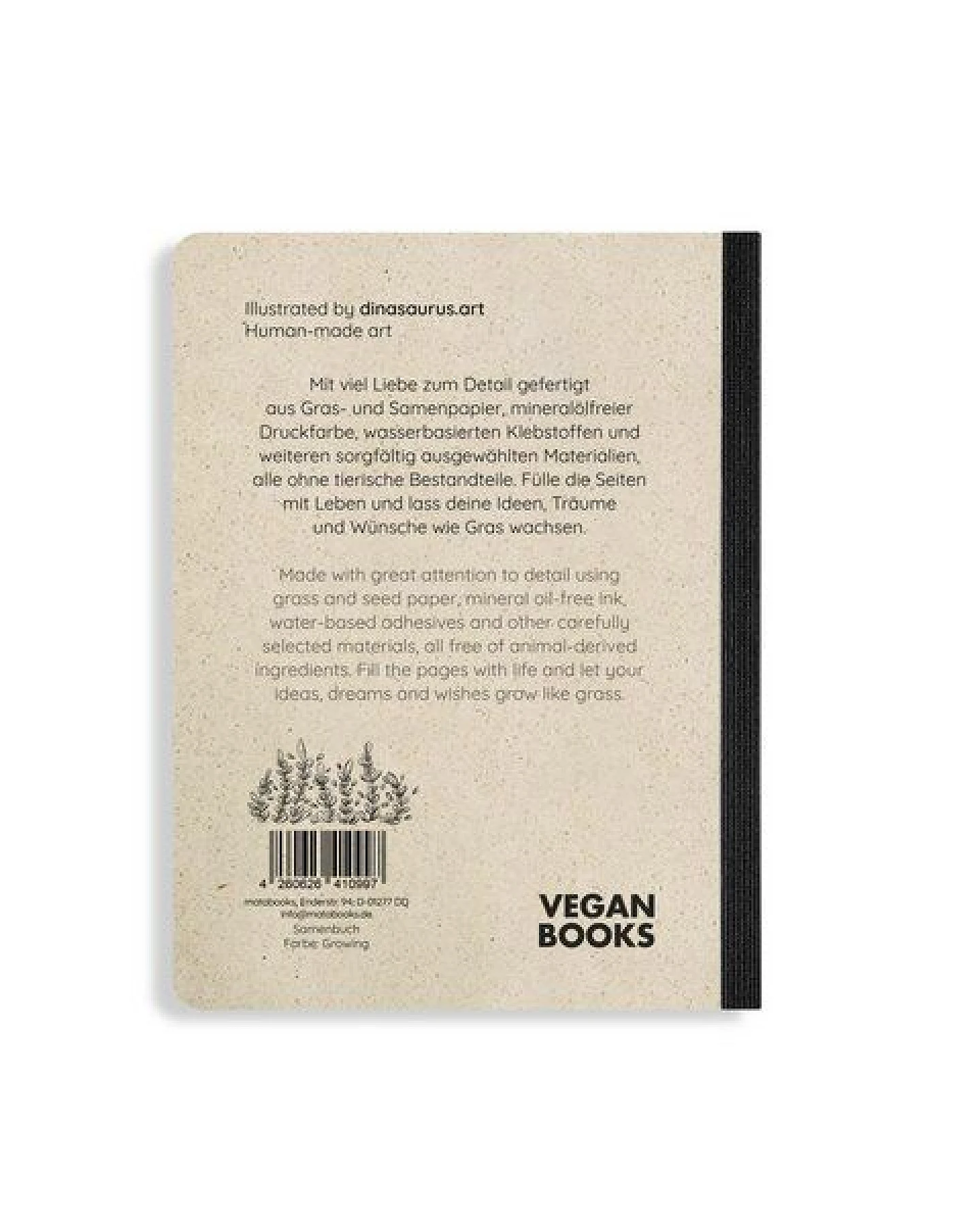 matabooks® Notizbuch A6 blanko aus Graspapier mit Samenpapier-Cover – Samenbuch – Ansicht 3