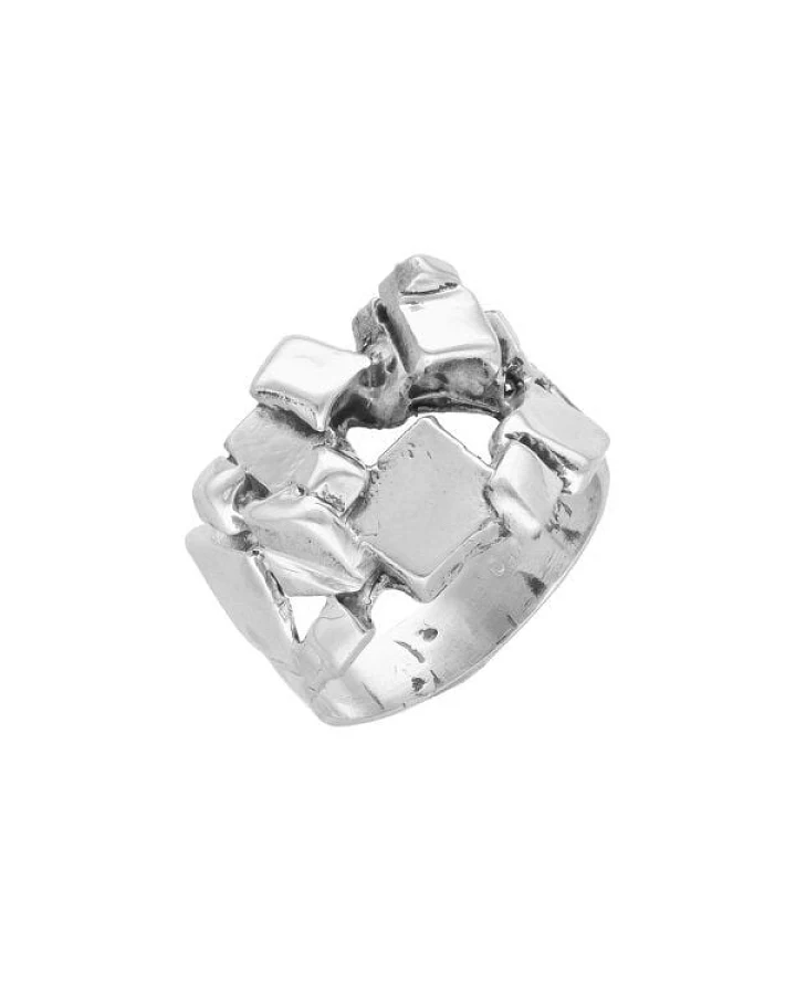 pakilia Silber Ring Quadrate Fair-Trade und handmade