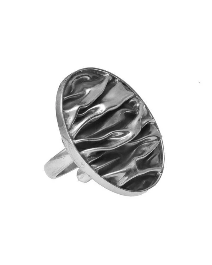 pakilia Silber Ring Wellen oval Fair-Trade und handmade