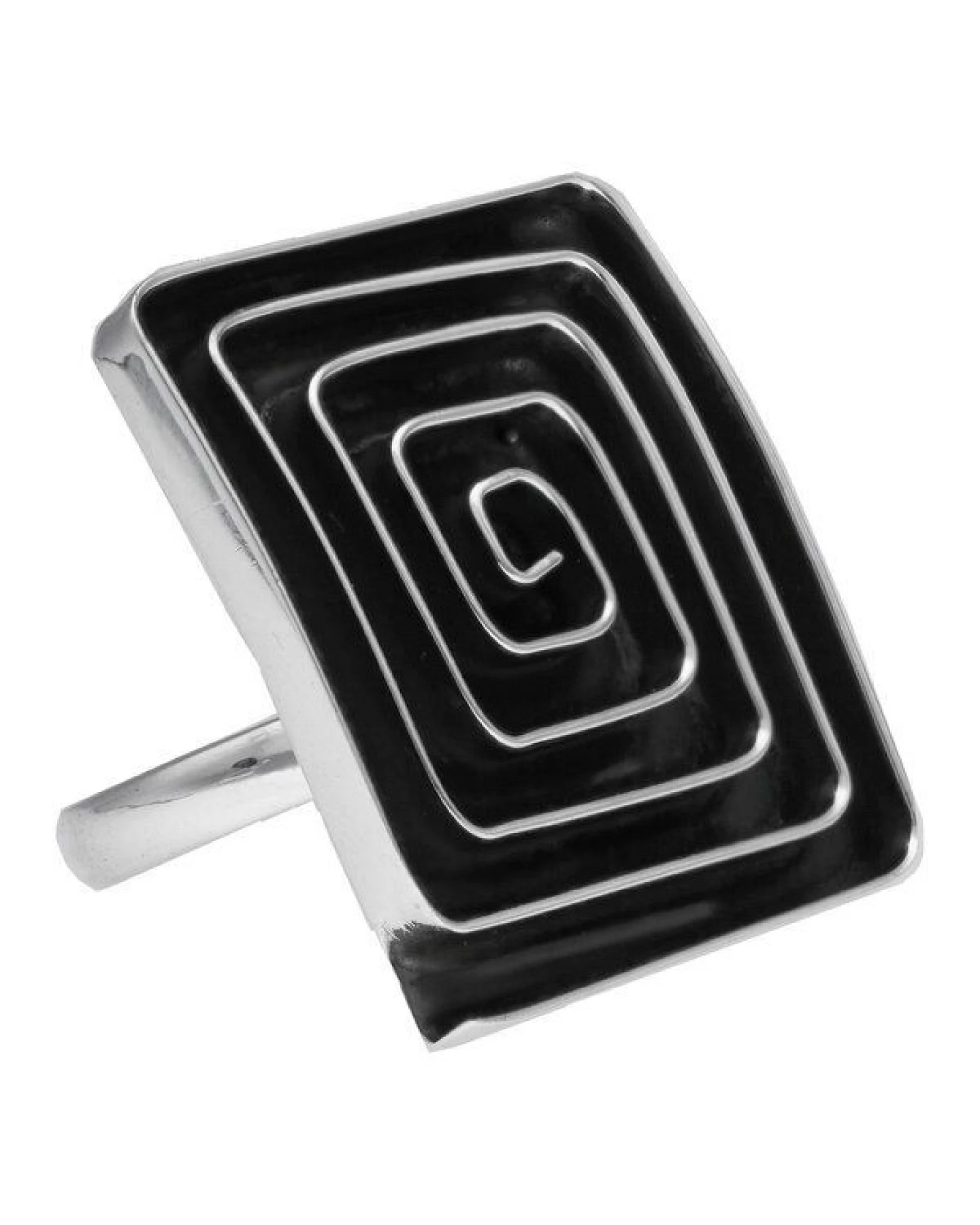 pakilia Silber Ring Labyrinth eckig Fair-Trade und handmade – Ansicht 3