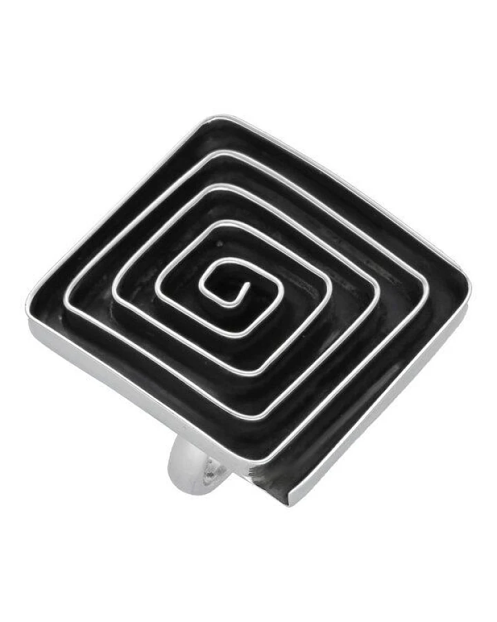 pakilia Silber Ring Labyrinth eckig Fair-Trade und handmade