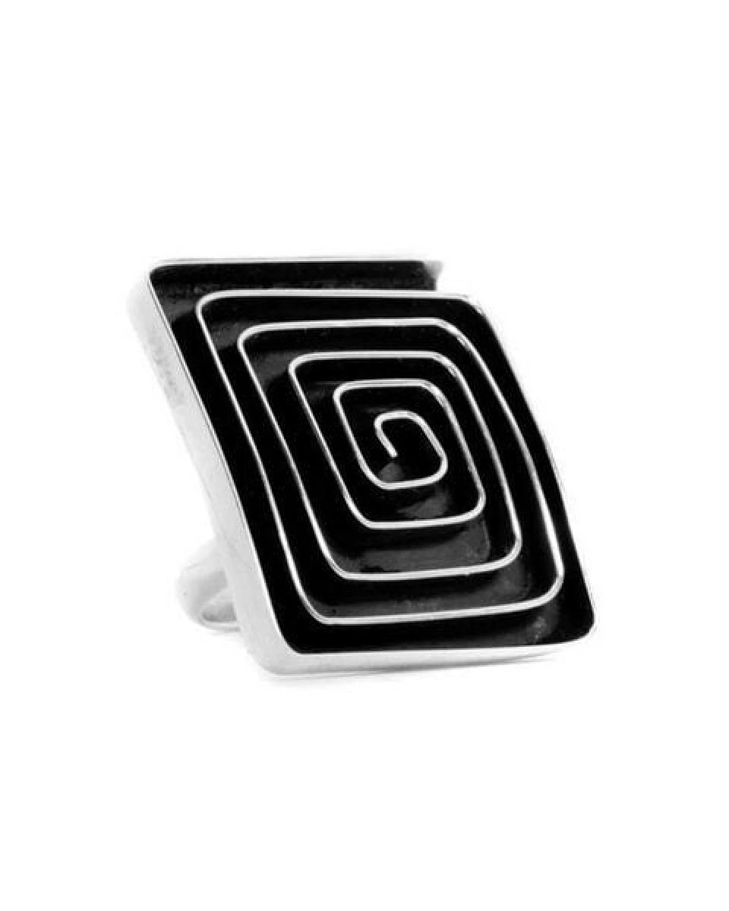 pakilia Silber Ring Labyrinth eckig Fair-Trade und handmade – Ansicht 4
