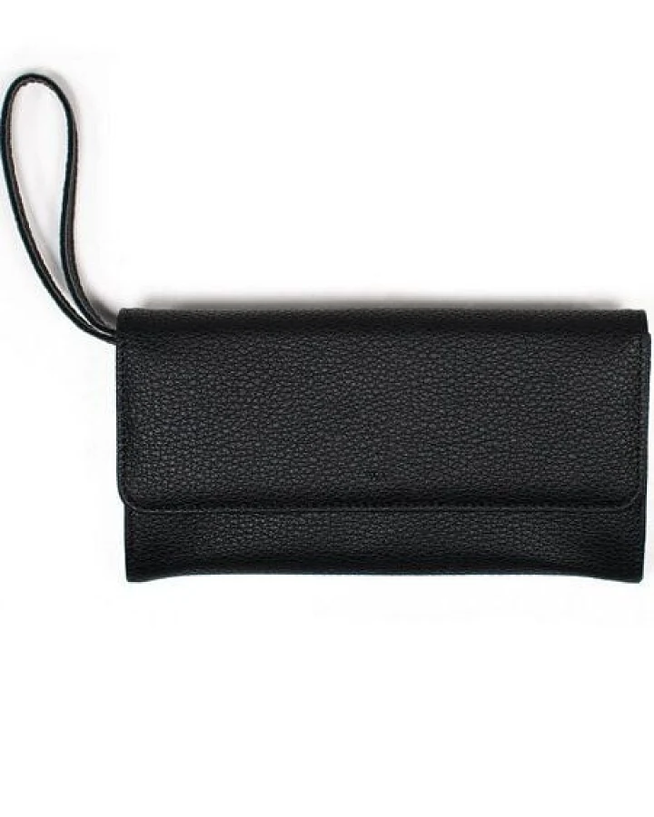 Will's Vegan Shop Continental Wallet Pebble Grain Schwarz Vegan Leder Damen