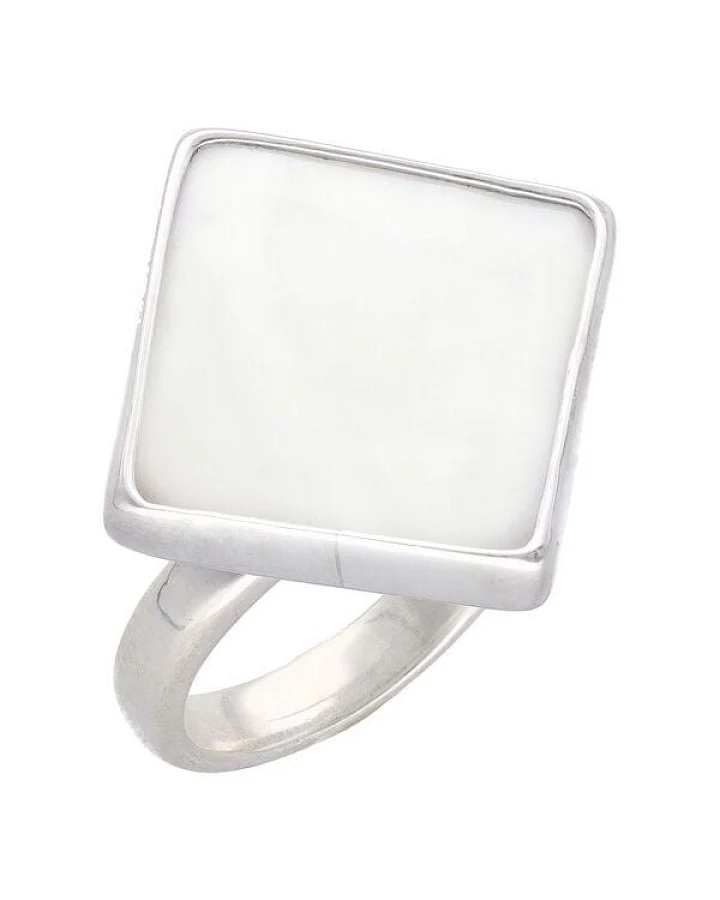 pakilia Silber Ring Perlmut eckig Fair-Trade und handmade