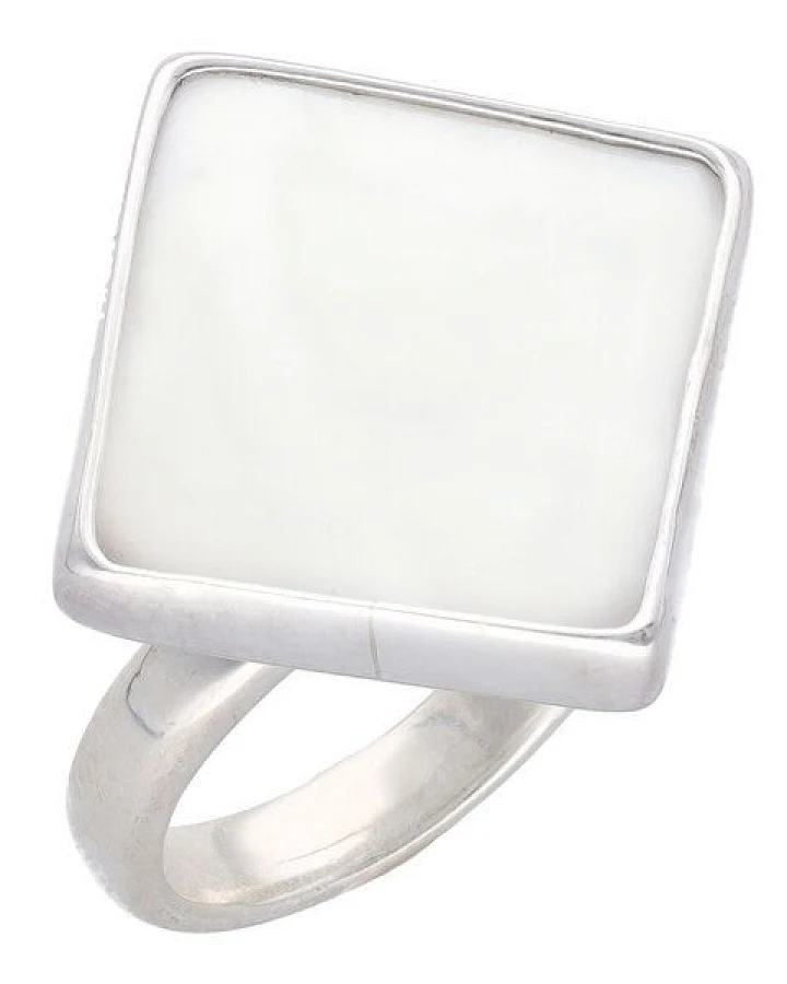 pakilia Silber Ring Perlmut eckig Fair-Trade und handmade