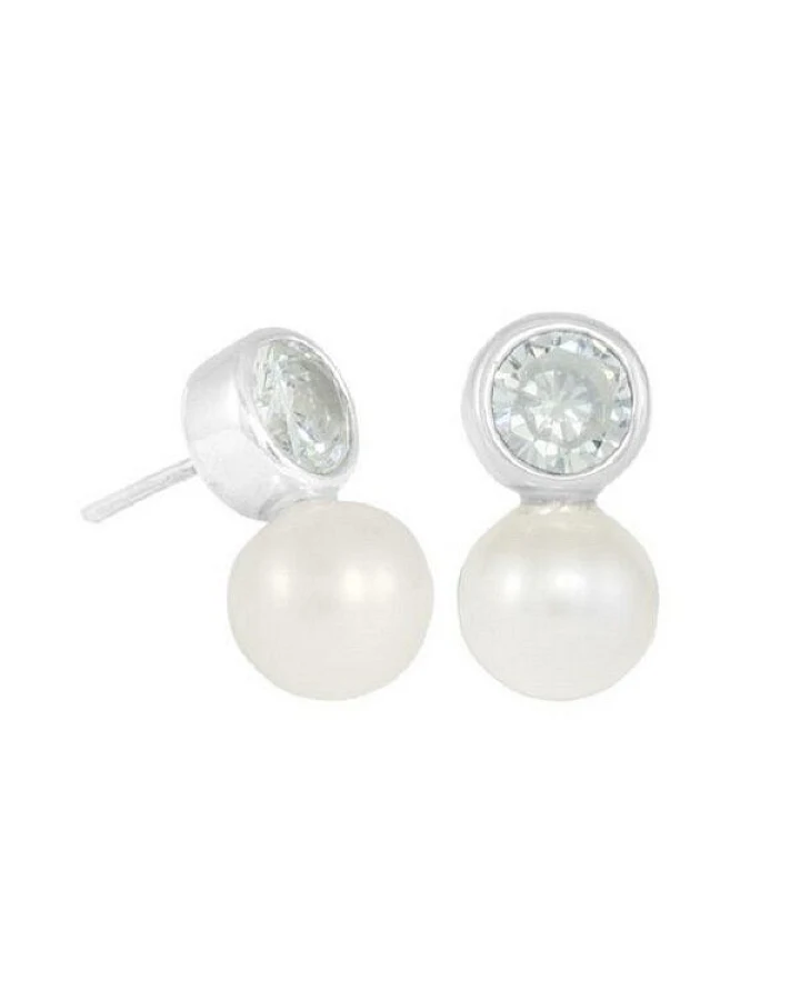 pakilia Silber Ohrringe funkelnde Perle Fair-Trade und handmade