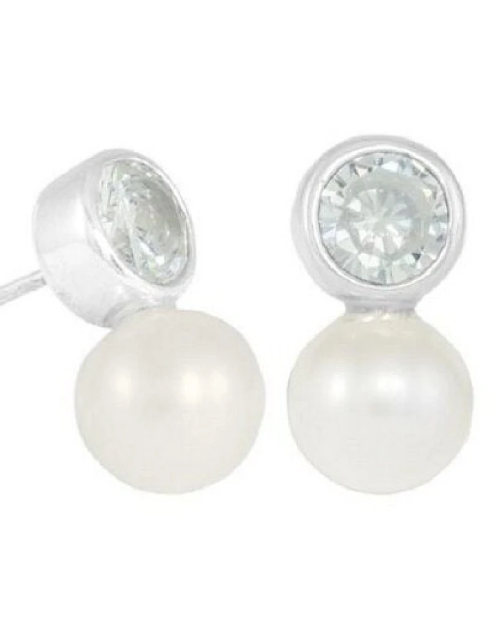 pakilia Silber Ohrringe funkelnde Perle Fair-Trade und handmade