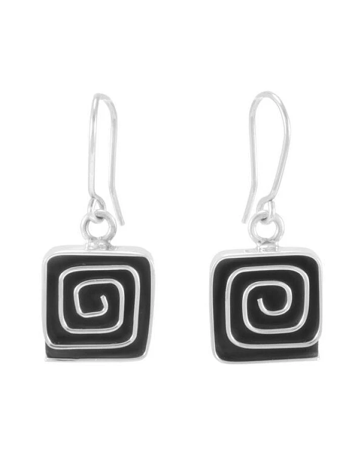 pakilia Silber Ohrringe Labyrinth eckig Fair-Trade und handmade