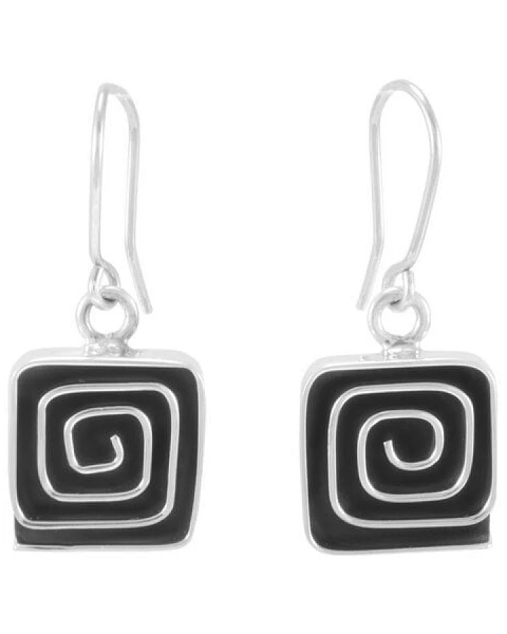 pakilia Silber Ohrringe Labyrinth eckig Fair-Trade und handmade