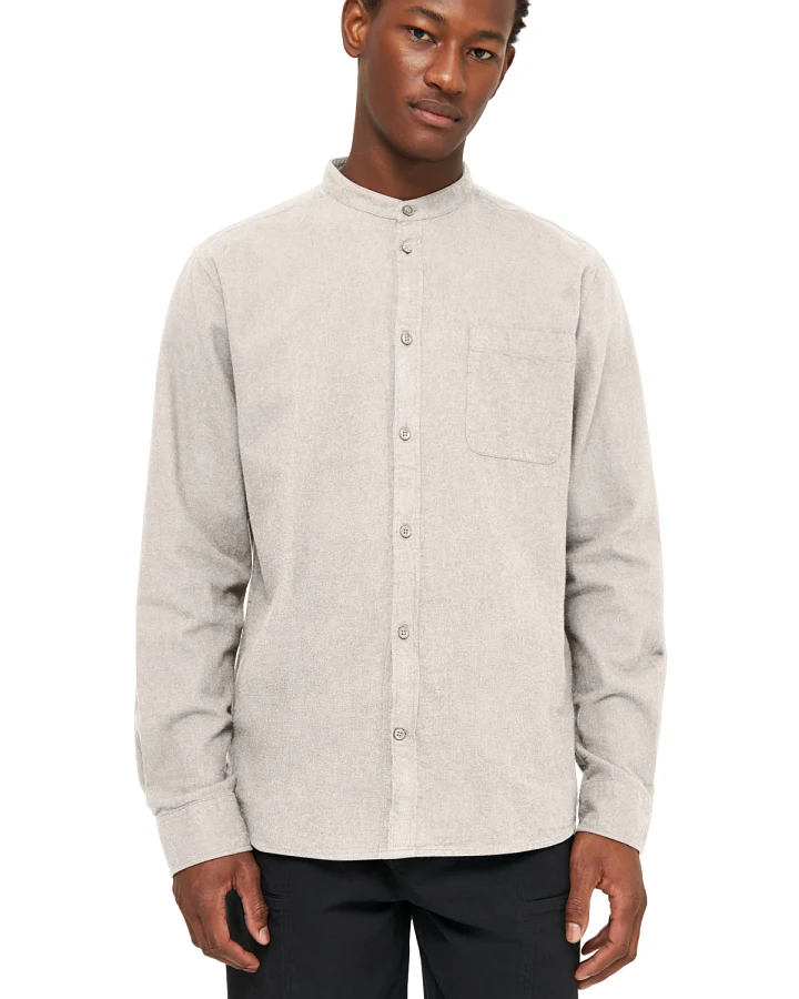 Hemd Flannel Stehkragen Melange